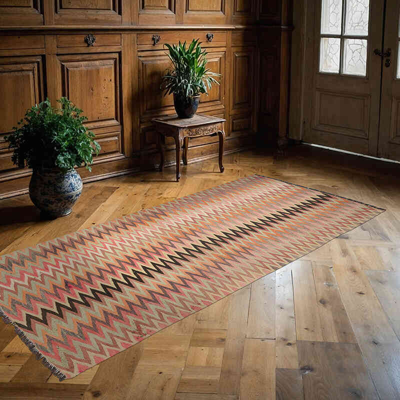 Alfombra Kilim Tribal Vintage - 106 cm x 225 cm - K0072174