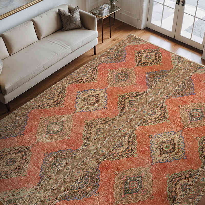 Vintage Turkish Hand-Knotted Rug - 9' 1" x 11' 7" (109" x 139") - K0072189