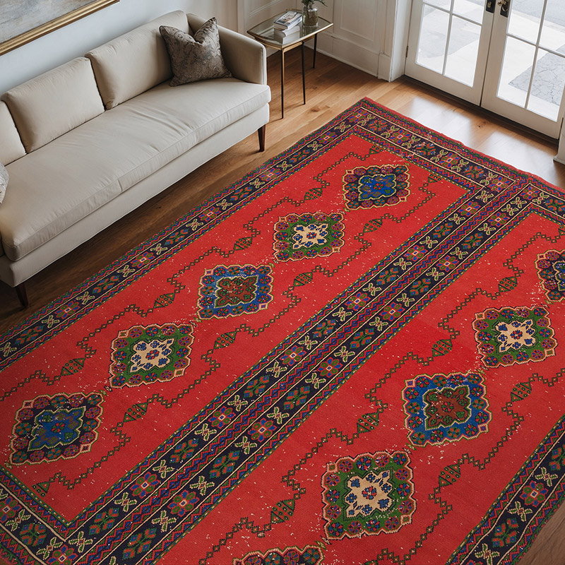 Vintage Turkish Hand-Knotted Rug - 8' 10" x 11' 4" (106" x 136") - K0072223