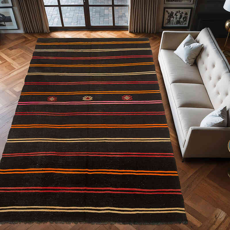 Vintage Anatolian Kilim Rug - 7' 5" x 13' 2" (89" x 158") - K0072241