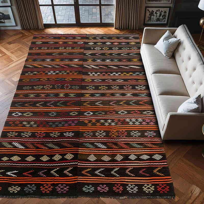 Vintage Anatolian Jijim Rug - 7' 5" x 12' 4" (89" x 148") - K0072255