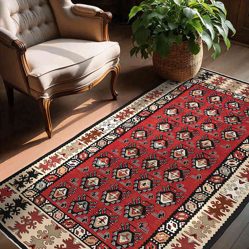 Vintage Sharkoy Kilim Rug - 4' 6" x 6' 9" (54" x 81") - K0072486