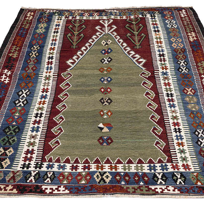 Vintage Konya Obruk Kilim Rug - 4' 6" x 6' 2" (54" x 74") - K0072491