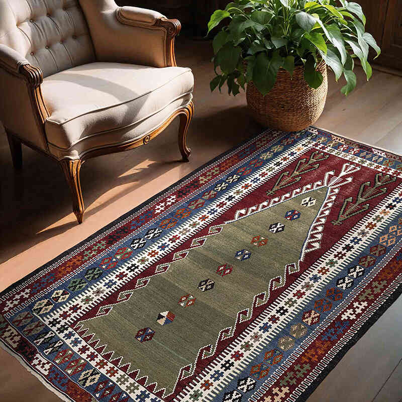 Vintage Konya Obruk Kilim Rug - 4' 6" x 6' 2" (54" x 74") - K0072491