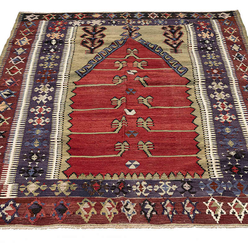 Vintage Konya Obruk Kilimi - 140 cm x 193 cm - K0072494