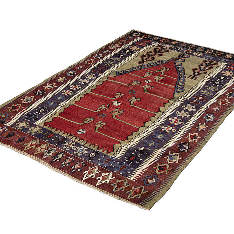 Vintage Konya Obruk Kilimi - 140 cm x 193 cm - K0072494