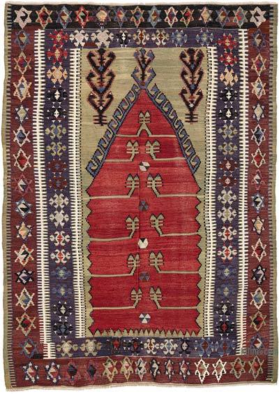 Vintage Konya Obruk Kilim Rug - 4' 7" x 6' 4" (55" x 76")