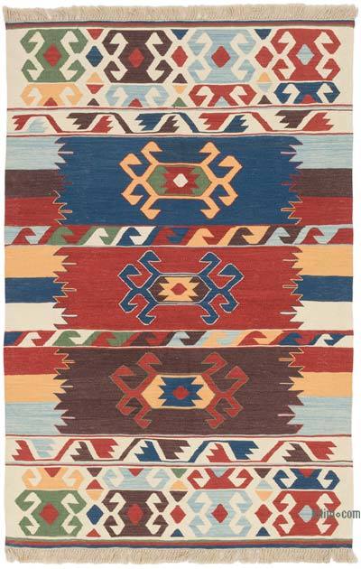 New Handwoven Turkish Kilim Rug - 4' 1" x 6' 3" (49" x 75")