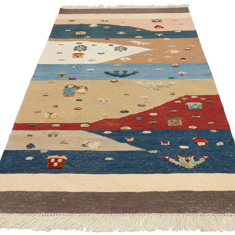 New Handwoven Turkish Kilim Rug - 3' 1" x 6' 7" (37" x 79") - K0072827