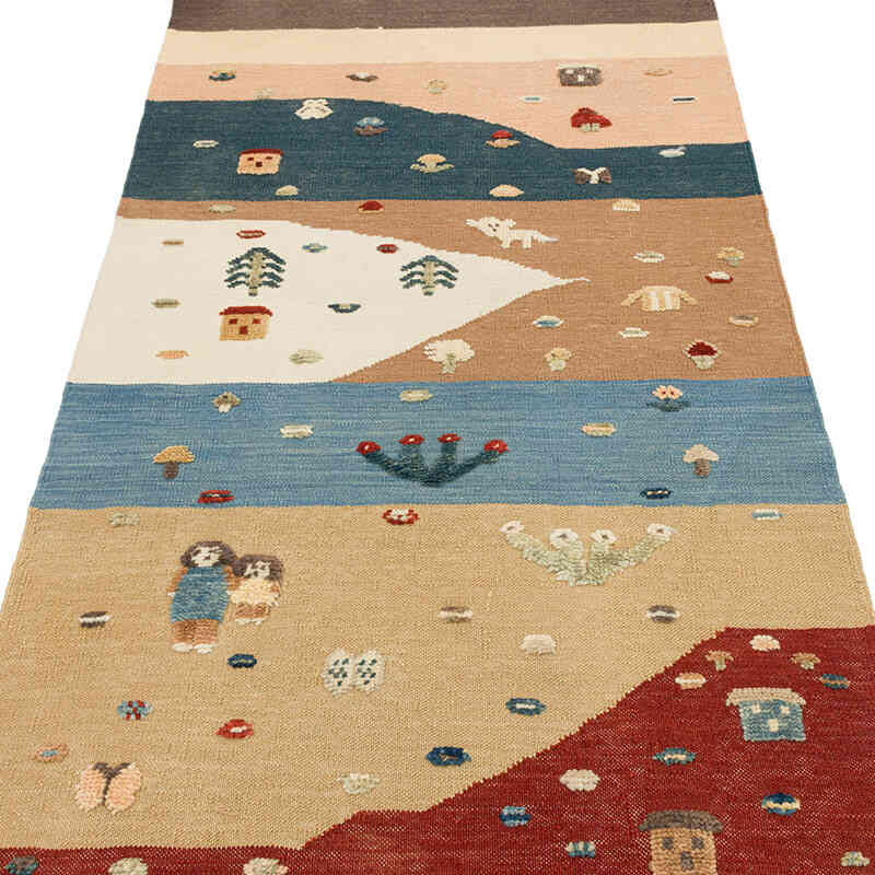 New Handwoven Turkish Kilim Rug - 3' 1" x 6' 7" (37" x 79") - K0072827