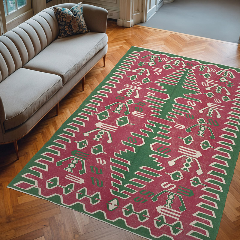 New Handwoven Turkish Kilim Rug - 6' 5" x 9' 3" (77" x 111") - K0072843