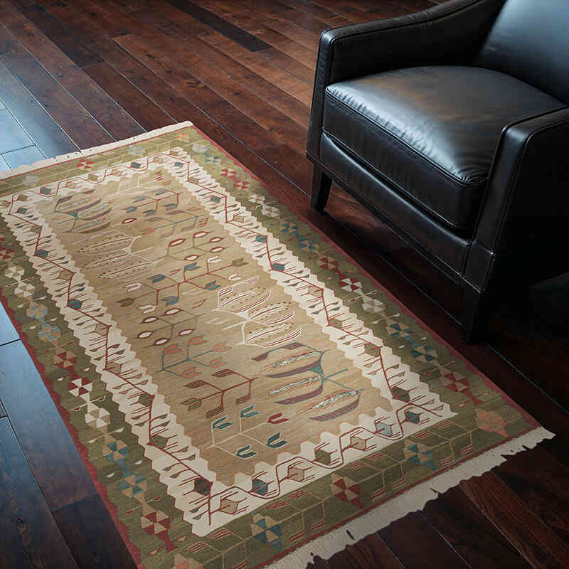 New Handwoven Turkish Kilim Rug - 3' 9" x 5' 7" (45" x 67") - K0072854
