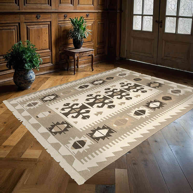 New Handwoven Turkish Kilim Rug - 5' 10" x 7' 3" (70" x 87") - K0072864
