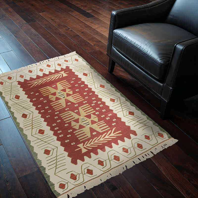 New Handwoven Turkish Kilim Rug - 3' 1" x 4' 4" (37" x 52") - K0072865