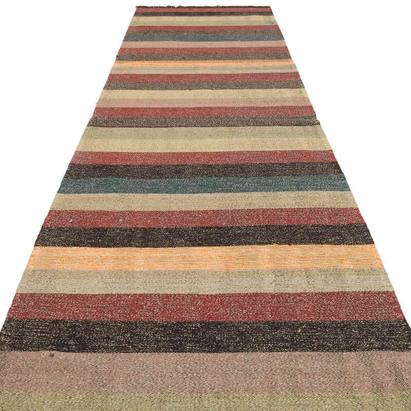 New Handwoven Turkish Kilim Runner - 3' 6" x 12' 4" (42" x 148") - K0072882