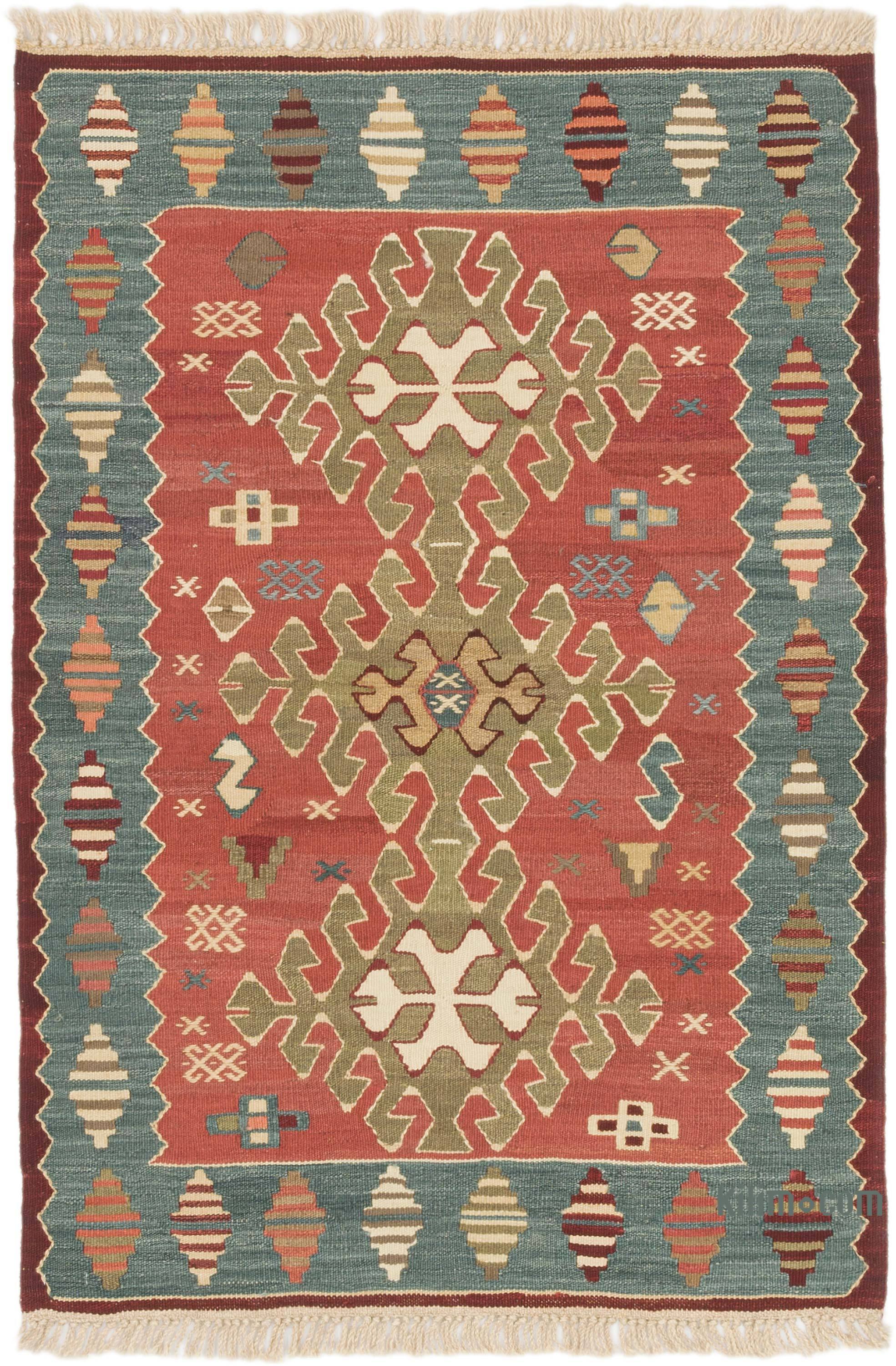 Vintge Handwoven Rug - Turkish Kilim Rug 190 x 110 cm 6.2 x 3.6 fet no:d1781 persian rug retailer rug