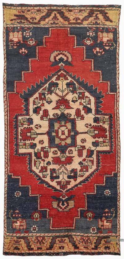 Alfombra Vintage Turca Anudada a Mano - 100 cm x 215 cm