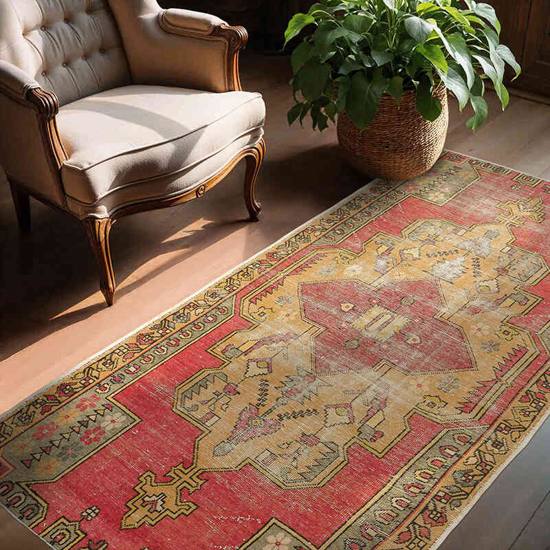 Vintage Turkish Hand-Knotted Rug - 4' 4" x 7' 3" (52" x 87") - K0072969