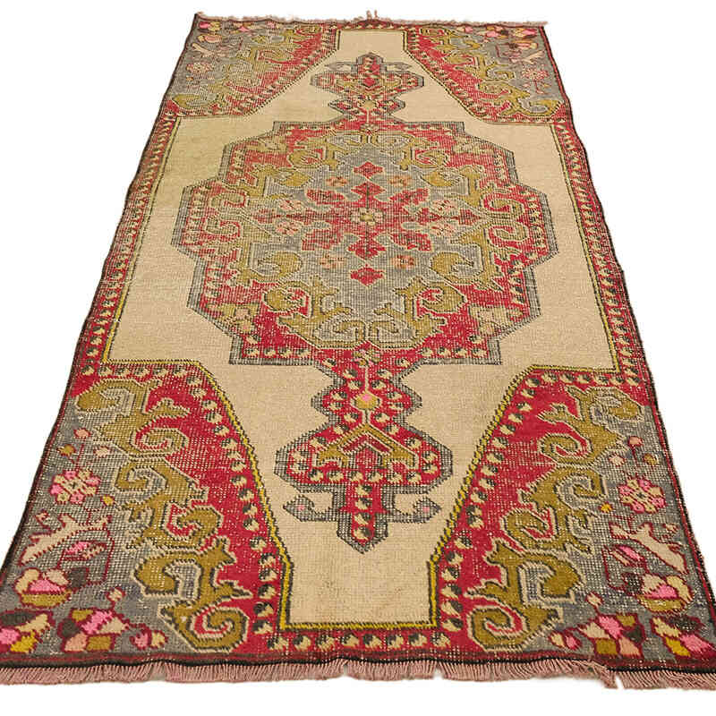 Alfombra Vintage Turca Anudada a Mano - 111 cm x 217 cm - K0072974