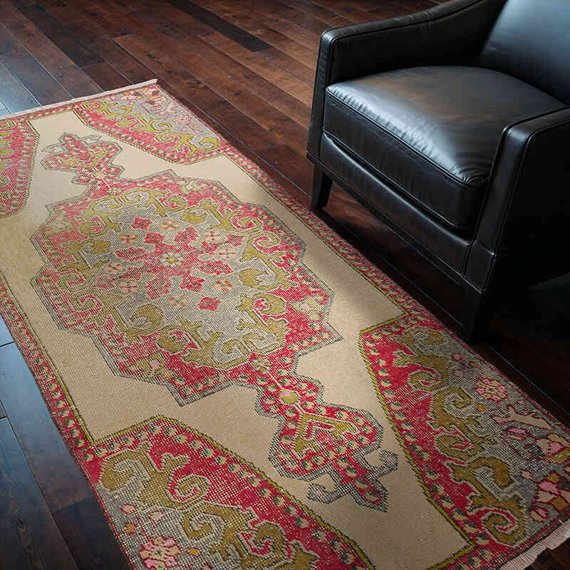 Alfombra Vintage Turca Anudada a Mano - 111 cm x 217 cm - K0072974