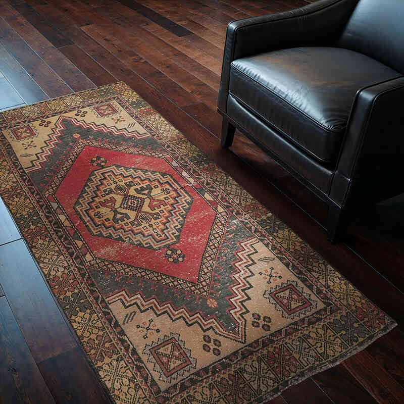 Alfombra Vintage Turca Anudada a Mano - 96 cm x 182 cm - K0072977
