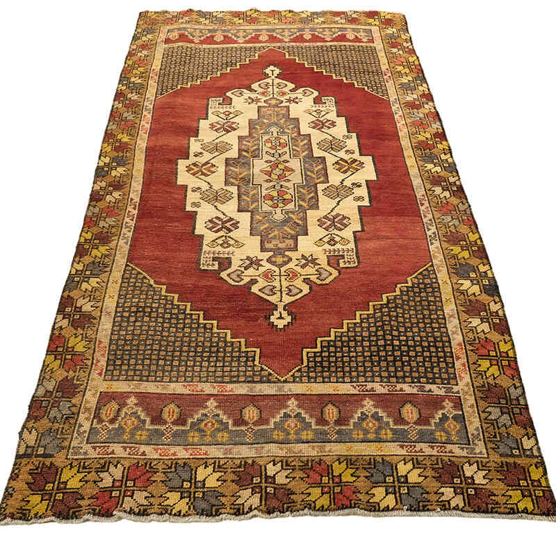 Alfombra Vintage Turca Anudada a Mano - 105 cm x 221 cm - K0072982