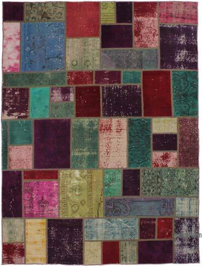 Patchwork Hand-Knotted Turkish Rug - 5' 5" x 7' 3" (65" x 87")