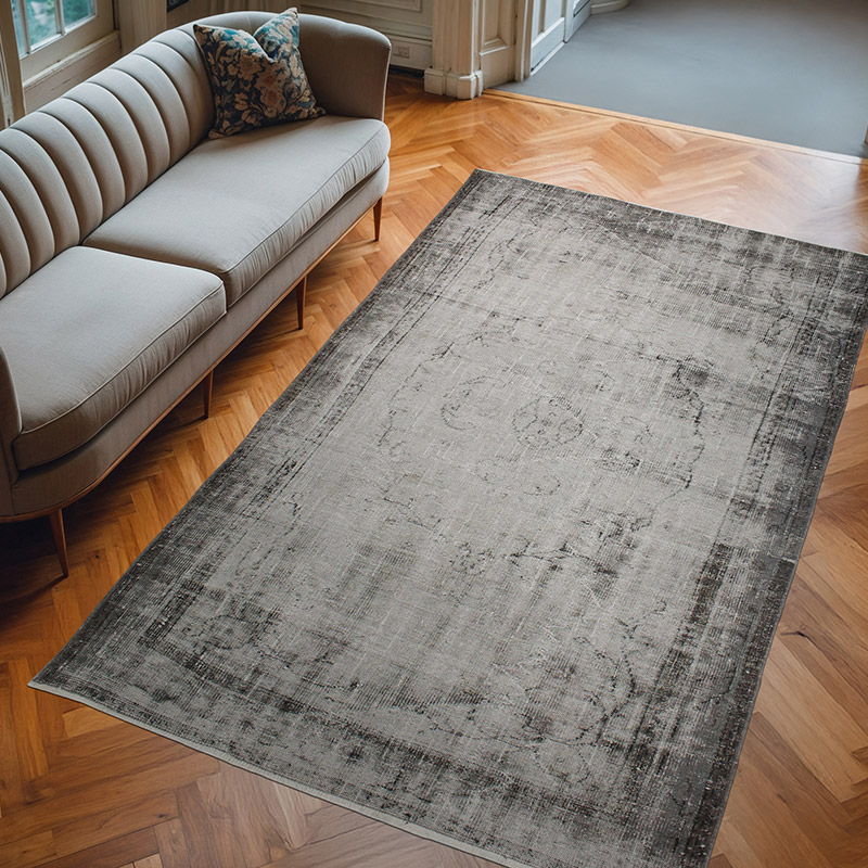 Over-dyed Vintage Hand-Knotted Turkish Rug - 5' 6" x 8' 11" (66" x 107") - K0073016