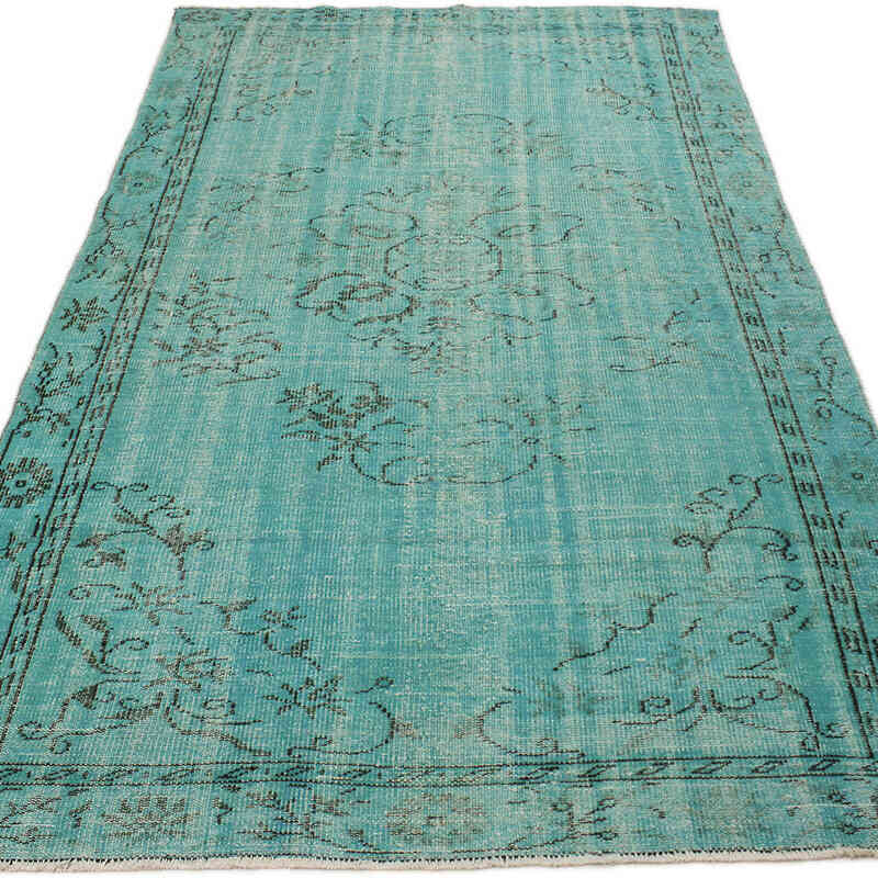 Over-dyed Vintage Hand-Knotted Turkish Rug - 5' 6" x 9' 7" (66" x 115") - K0073027