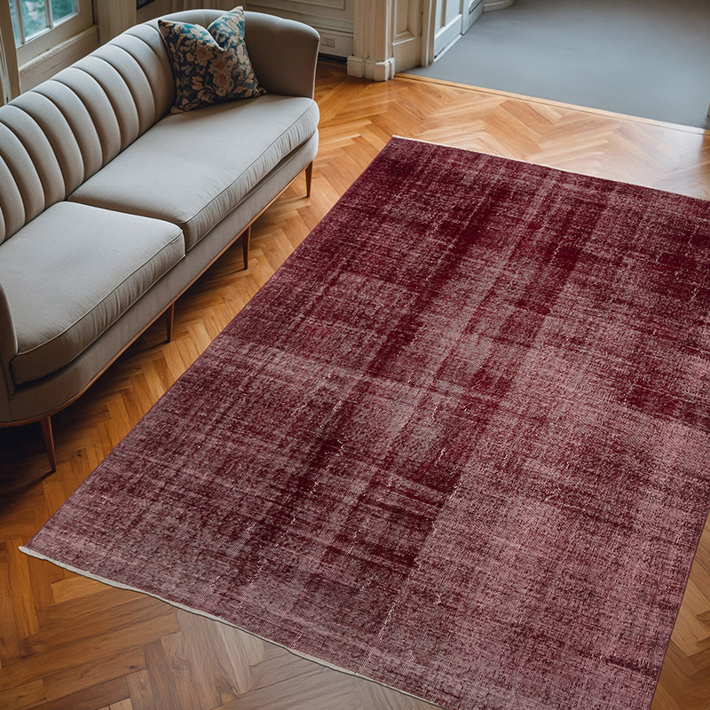 Over-dyed Vintage Hand-Knotted Turkish Rug - 6' 5" x 9' 1" (77" x 109") - K0073061