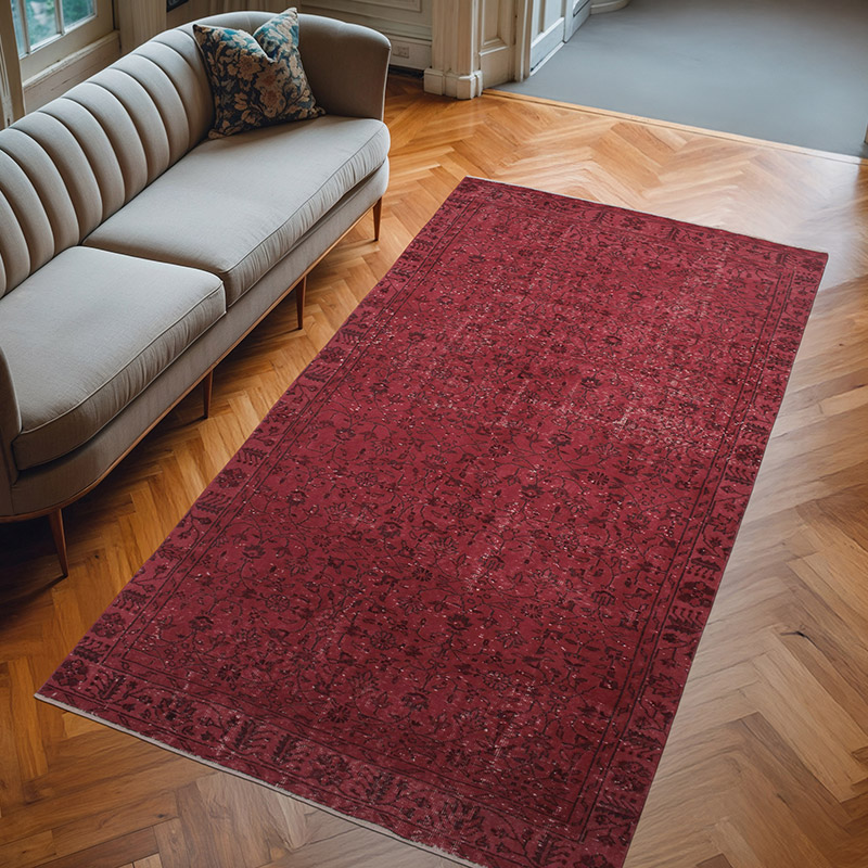 Over-dyed Vintage Hand-Knotted Turkish Rug - 5' 2" x 9' 6" (62" x 114") - K0073063