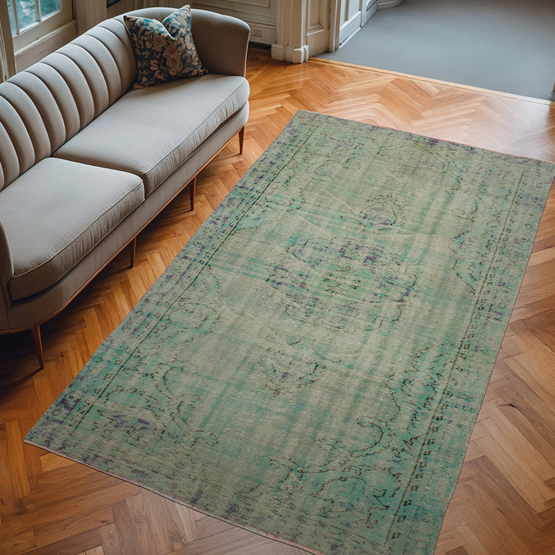 Over-dyed Vintage Hand-Knotted Turkish Rug - 5' 5" x 9' 1" (65" x 109") - K0073068