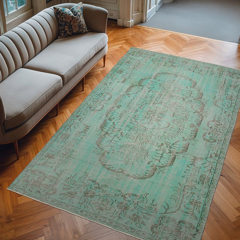 Over-dyed Vintage Hand-Knotted Turkish Rug - 5' 11" x 9' 3" (71" x 111") - K0073082