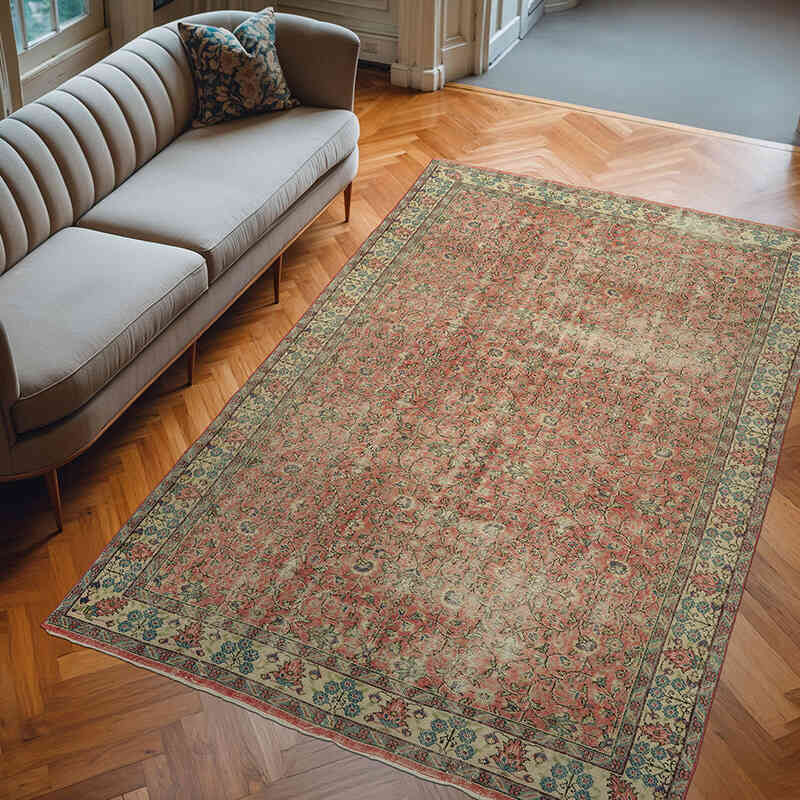 Alfombra Vintage Turca Anudada a Mano - 202 cm x 310 cm - K0073099