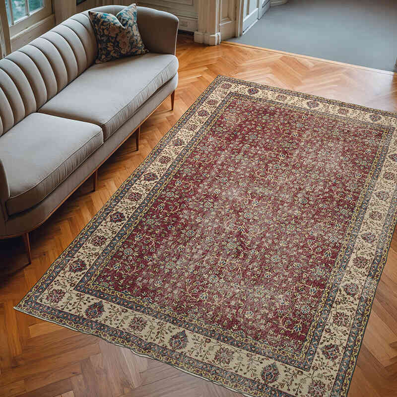 Alfombra Vintage Turca Anudada a Mano - 210 cm x 310 cm - K0073103