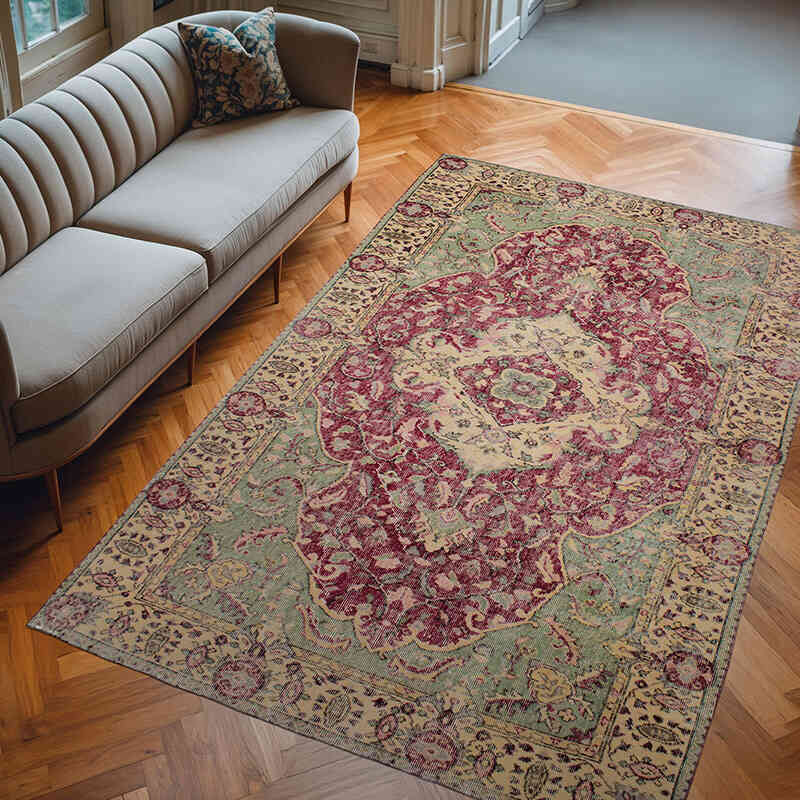 Alfombra Vintage Turca Anudada a Mano - 181 cm x 281 cm - K0073108