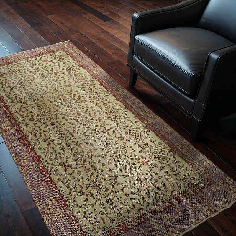 Alfombra Vintage Turca Anudada a Mano - 105 cm x 192 cm - K0073122