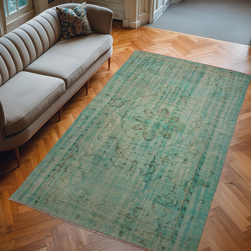 Over-dyed Vintage Hand-Knotted Turkish Rug - 5' 7" x 9' 6" (67" x 114") - K0073142