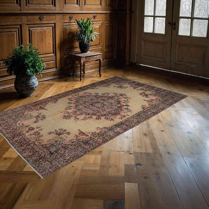 Alfombra Vintage Turca Anudada a Mano - 127 cm x 230 cm - K0073149