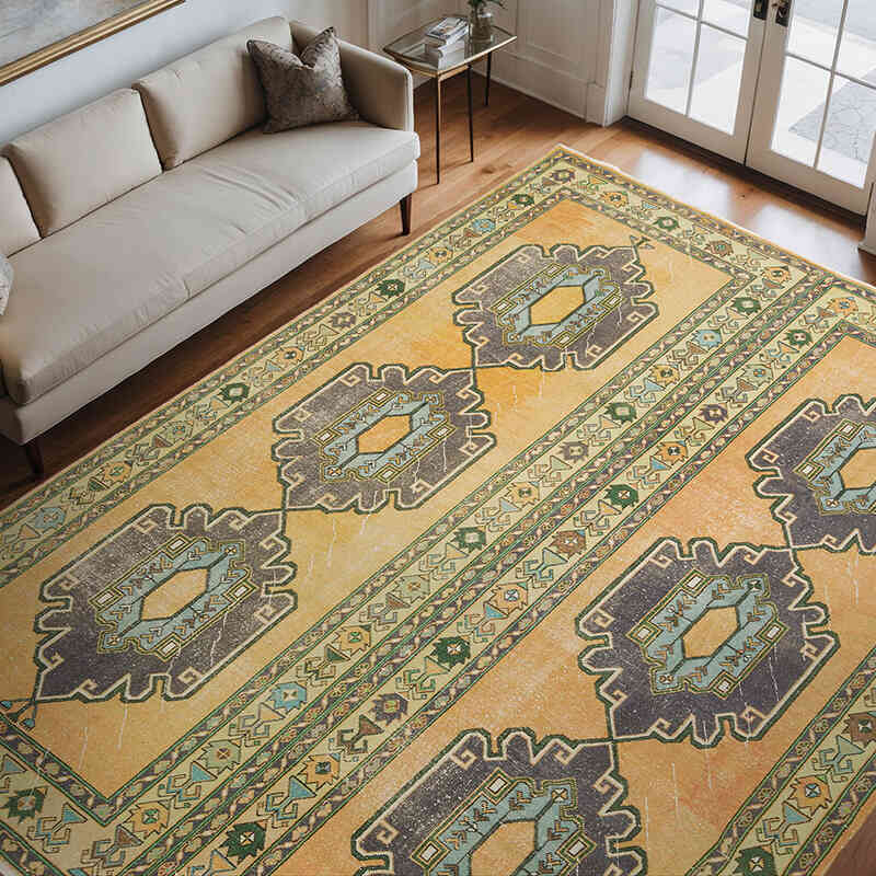 Vintage Turkish Hand-Knotted Rug - 9' 2" x 11' 7" (110" x 139") - K0073175