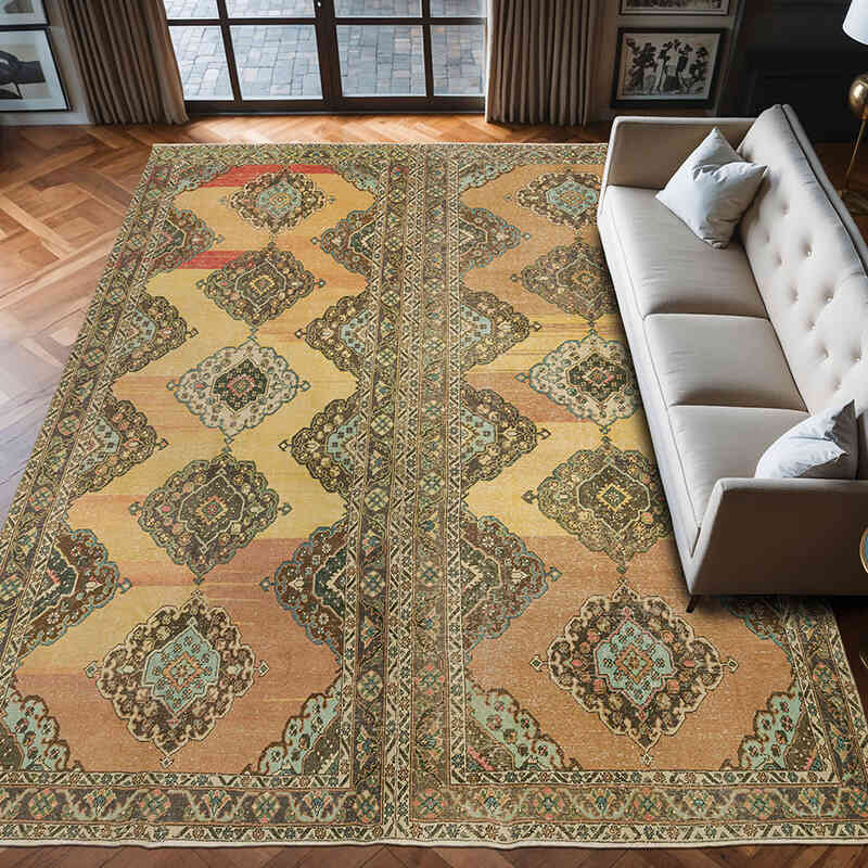 Alfombra Vintage Turca Anudada a Mano - 291 cm x 400 cm - K0073177