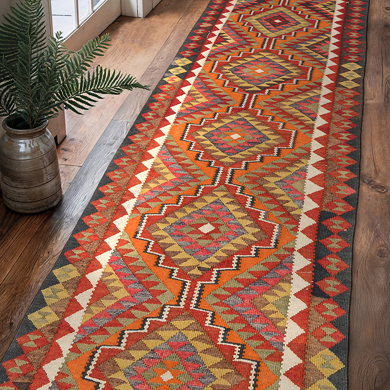Alfombra Kilim Tribal Vintage - 86 cm x 305 cm - K0073190