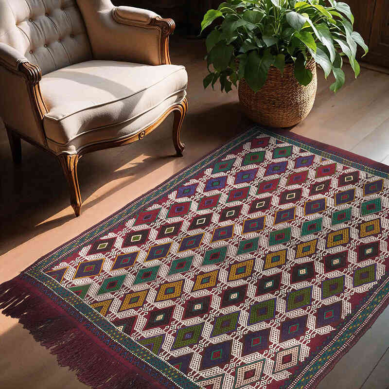 Vintage Anatolian Jijim Rug - 4' 7" x 5' 8" (55" x 68") - K0073197