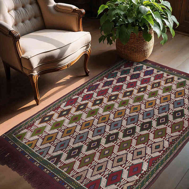 Vintage Anatolian Jijim Rug - 4' 8" x 6'  (56" x 72") - K0073206