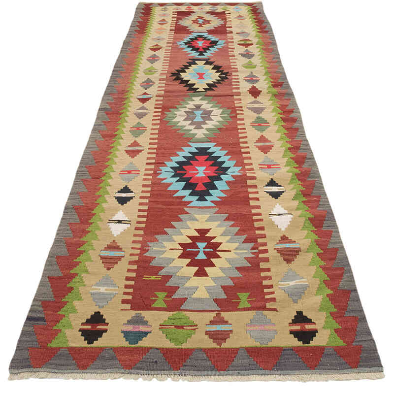 Vintage Turkish Kilim Runner - 2' 10" x 10' 6" (34" x 126") - K0073219