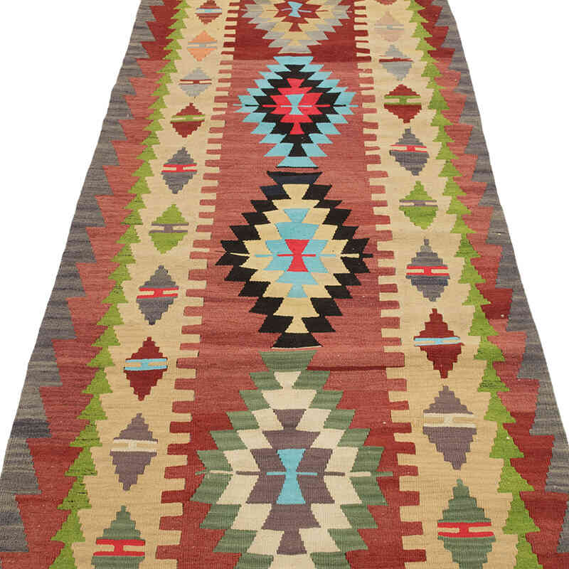 Vintage Turkish Kilim Runner - 2' 10" x 10' 6" (34" x 126") - K0073219