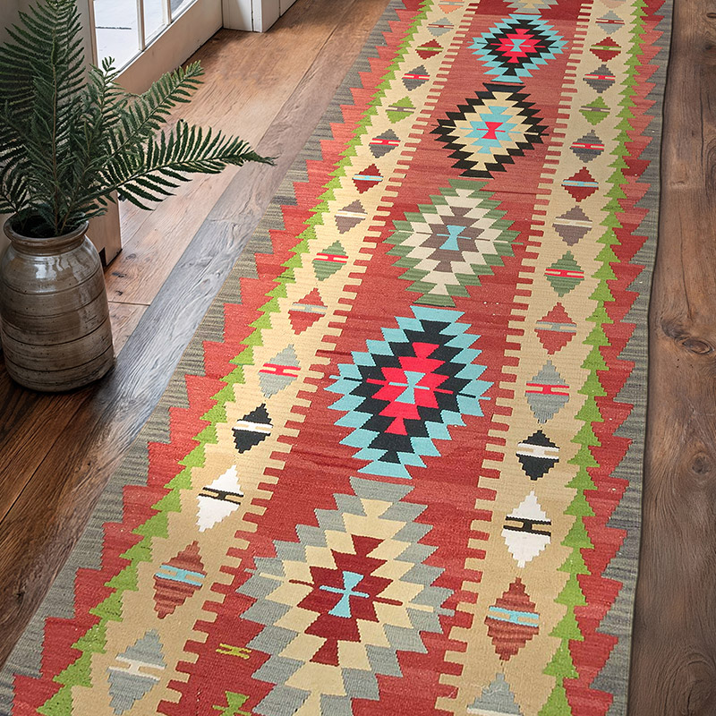 Vintage Turkish Kilim Runner - 2' 10" x 10' 6" (34" x 126") - K0073219