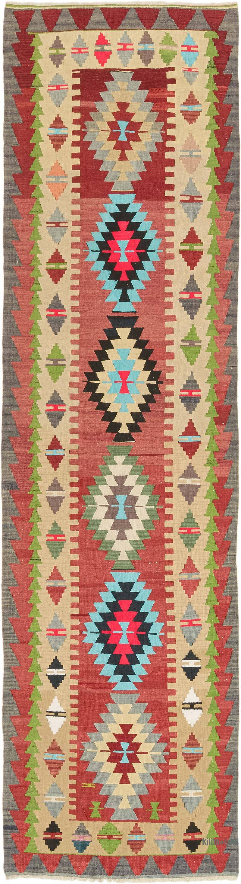 Vintage Turkish Kilim Runner - 2' 10" x 10' 6" (34" x 126") - K0073219