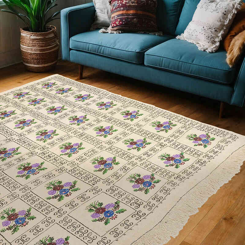 Vintage Anatolian Jijim Rug - 5' 8" x 6' 9" (68" x 81") - K0073224