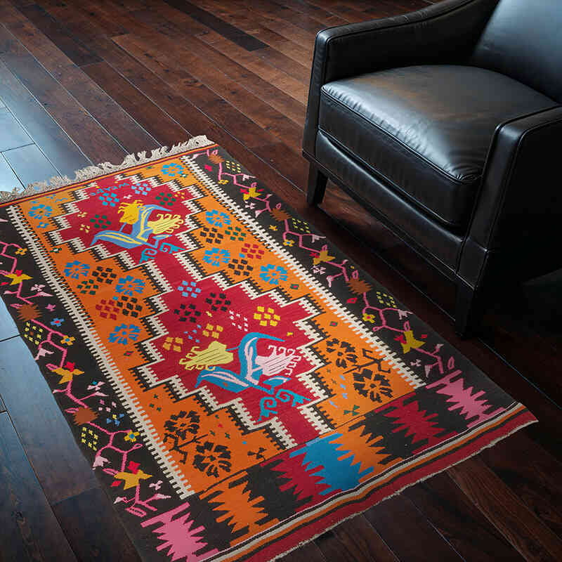 Alfombra Vintage Kilim Turca - 102 cm x 157 cm - K0073226